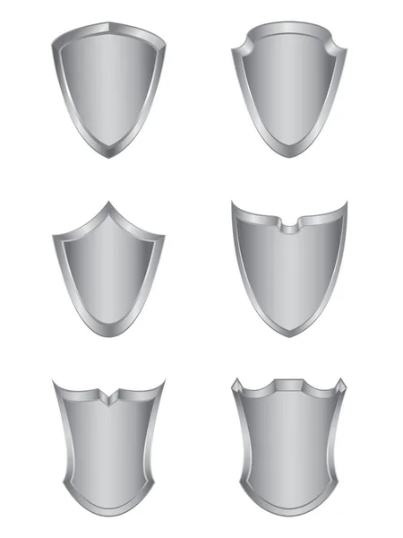 Ensemble Six Boucliers Argent — Image vectorielle