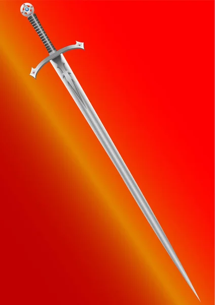 Meč Rytíře Křižáka Zdobený Drahokamy — Stockový vektor