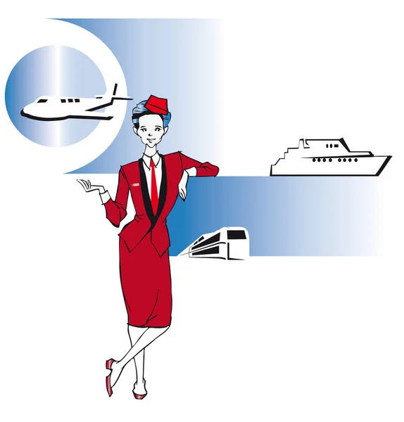Stewardessa Kobieta Kaukaska Clipart — Wektor stockowy