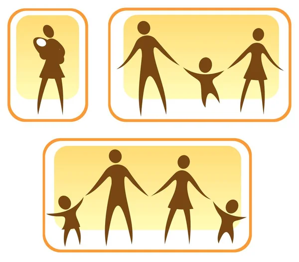 Stiliserade Symboler För Föräldrar Och Barn Vit Bakgrund — Stock vektor