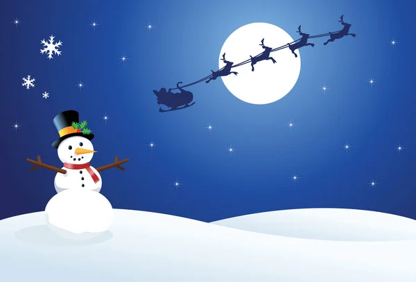 クリスマスの雪だるまをベクトル 冬のシーン — ストックベクタ