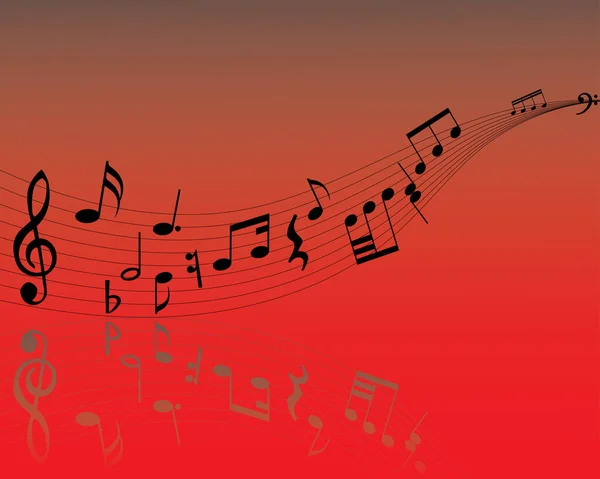 Hudební Nota Personál Červeném Pozadí — Stockový vektor
