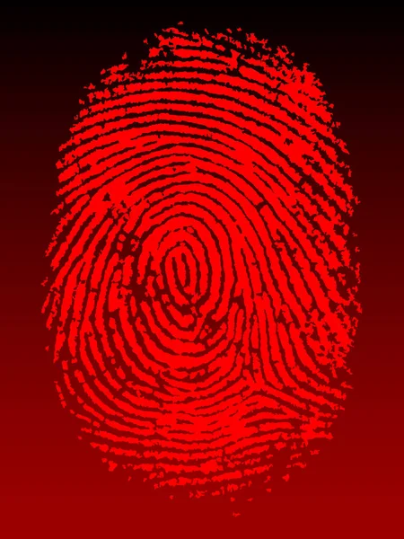 Красный Векторный Отпечаток Пальца Черном Поблекшем Фоне Точно Отсканирован Прослежен — стоковый вектор