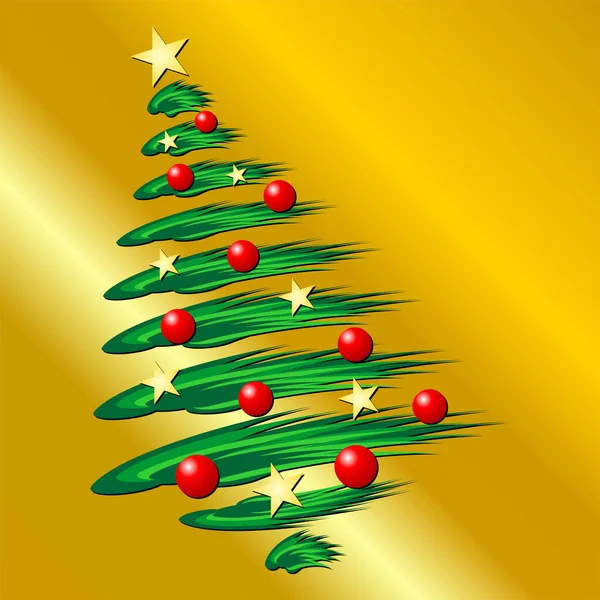 Altın Sarısı Arka Planda Noel Ağacı — Stok Vektör