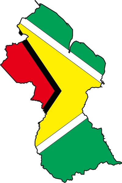 Illustratie Vector Van Een Kaart Vlag Uit Guyana — Stockvector