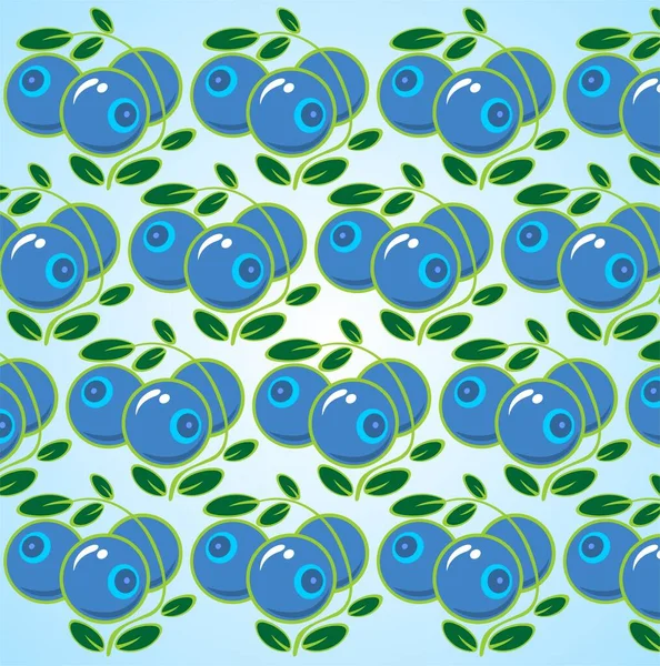 Myrtille Décorée Avec Des Feuilles Sur Fond Bleu — Image vectorielle