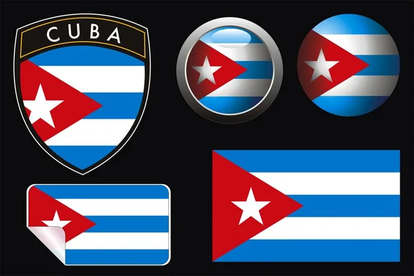Web Düğmesi Etiketli Küba Yağlı Bayrağı — Stok Vektör