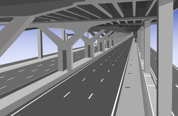 Vector Illustration Carless Highway Lower Level — Stock Vector