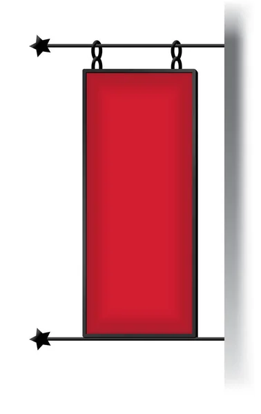 Placa Vertical Vermelha Para Sua Publicidade Estilo Europa — Vetor de Stock