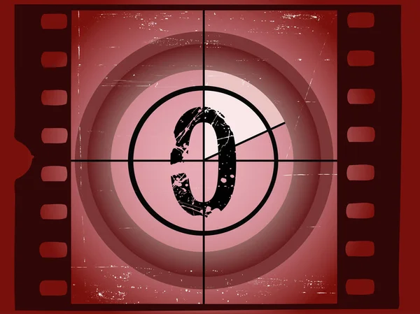 Oude Red Scratched Film Countdown Bij — Stockvector