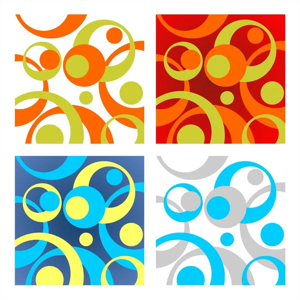 Cuatro Círculos Abstractos Fondos Diferentes Escalas Color Ilustración Digital — Archivo Imágenes Vectoriales