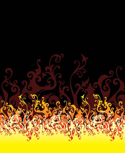 ベクトル花の装飾炎のスタイル 水平シームレス — ストックベクタ
