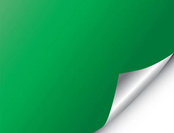 Página Verde Blanco Con Rizo Esquina — Vector de stock