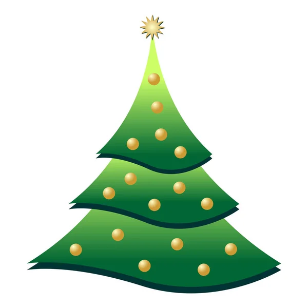 Χριστουγεννιάτικο Δέντρο Χρυσές Μπάλες Πάνω Από Λευκό Φόντο — Διανυσματικό Αρχείο