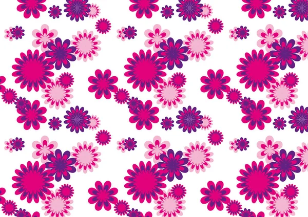 Ένα Απρόσκοπτο Μοτίβο Λουλουδιών Στα Χρώματα Ροζ Και Μωβ — Διανυσματικό Αρχείο