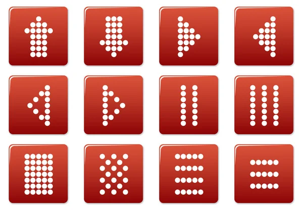 Matrix Symbolen Vierkante Pictogrammen Ingesteld Rood Wit Palet Vectorillustratie — Stockvector