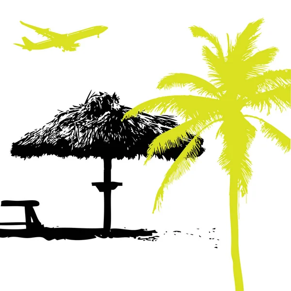 Palma Pláži Letní Dovolená — Stockový vektor