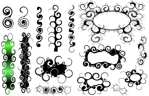 Set Vector Text Banners Curly Design Elements — Stock Vector