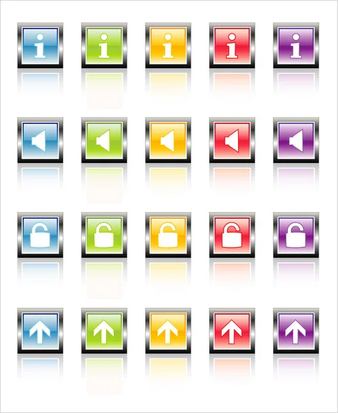 Glassy Métallisé Icônes Web Colorées Facile Éditer Pas Transparence — Image vectorielle