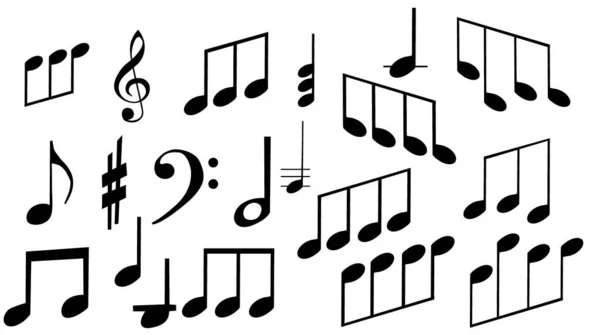 Conjunto Símbolos Musicais Sobre Fundo Branco — Vetor de Stock