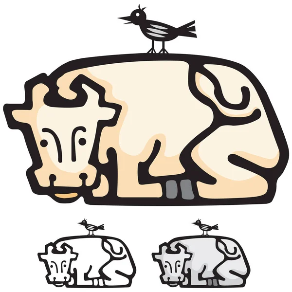 Eine Niedliche Kuh Cartoon Illustration — Stockvektor