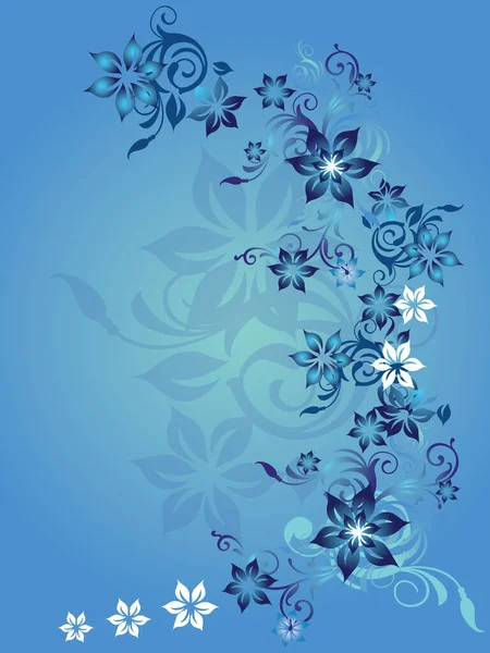 Fondo Azul Degradado Con Bonitas Flores — Archivo Imágenes Vectoriales
