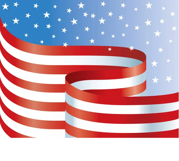 Αμερικανική Σημαία Κυματίζει Πεφταστέρια — Διανυσματικό Αρχείο