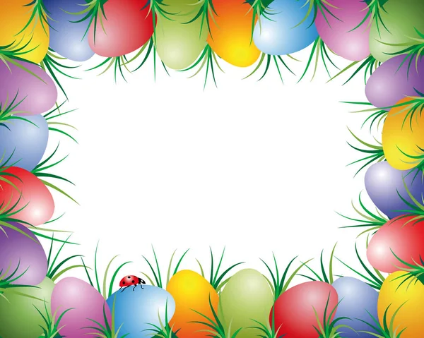 五彩缤纷的复活节彩蛋藏在草丛中 — 图库矢量图片
