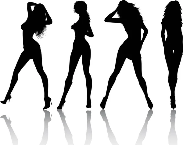 Silhouettes Sexy Females — Stock Vector