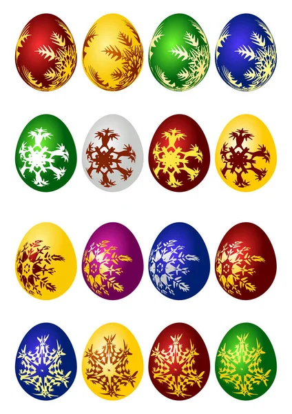 Set Icone Vettoriali Uova Pasqua — Vettoriale Stock