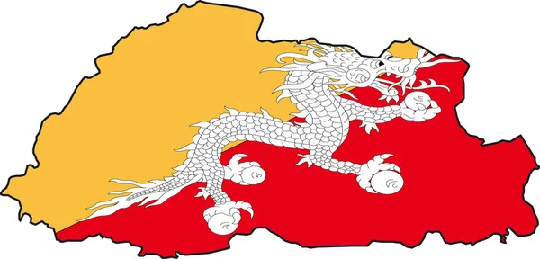 Вектор Иллюстрации Карты Флага Бутана — стоковый вектор