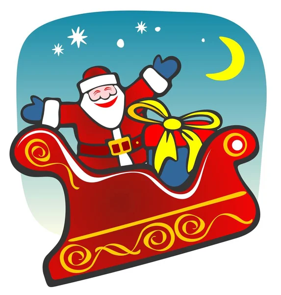 Mavi Bir Arka Plan Üzerinde Mutlu Noel Baba Christmas Illüstrasyon — Stok Vektör