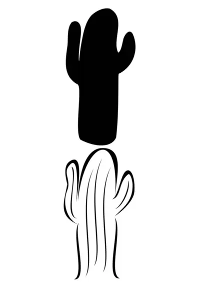 Black Tribal Cactus Tattoo Set — Stock Vector