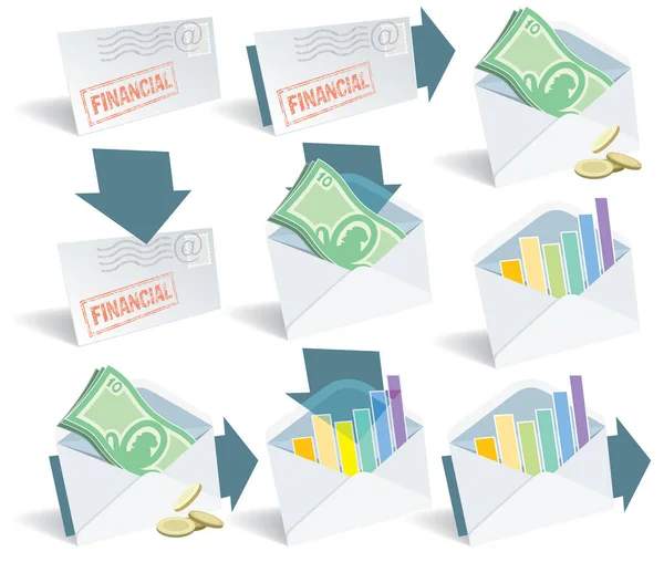 Financial Email Icon Set Perfect Web Use — Stock Vector