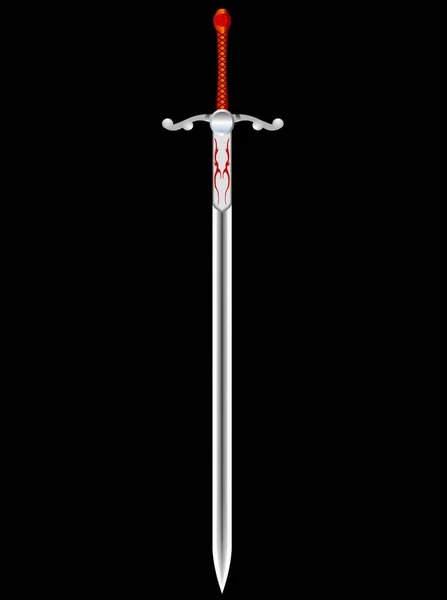 Stahlschwert Des Ritters Auf Schwarzem Hintergrund Ein Vektor — Stockvektor