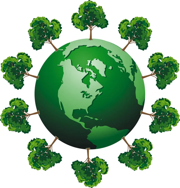 Vektor Ökologischer Globus Mit Baum — Stockvektor