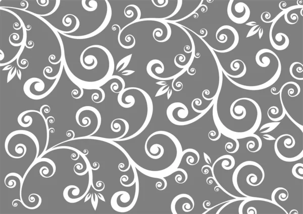 Motif Floral Stylisé Blanc Sur Fond Gris — Image vectorielle