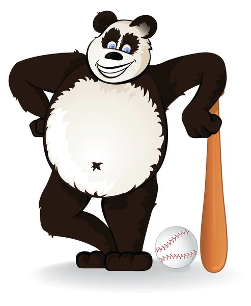Ilustração Vetorial Uma Mascote Beisebol Panda — Vetor de Stock