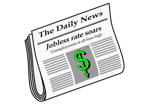 Periódico Con Titulares Desempleo — Vector de stock