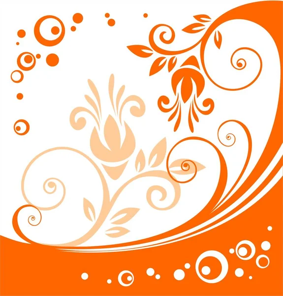 Orangefarbene Blüten Auf Weißem Hintergrund Digitale Illustration — Stockvektor