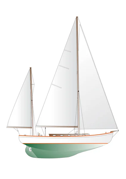 Vektor Illustration Klassisk Segelbåt — Stock vektor