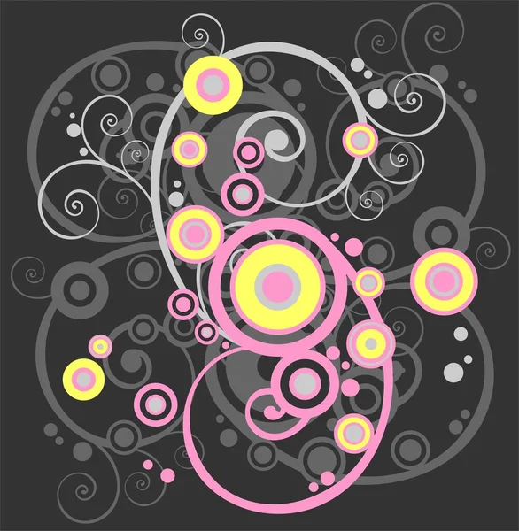 Abstract Curves Circles Black Background — Stock Vector