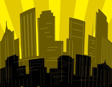 Bir şehir siluetinin düzenlenebilir vektör tasarımı