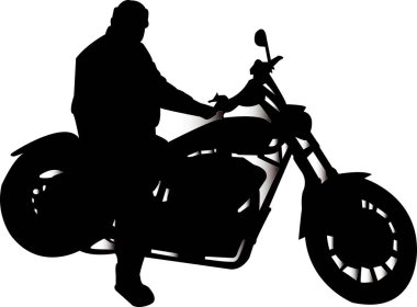 motorcu silueti resmi - renk illüstrasyonu