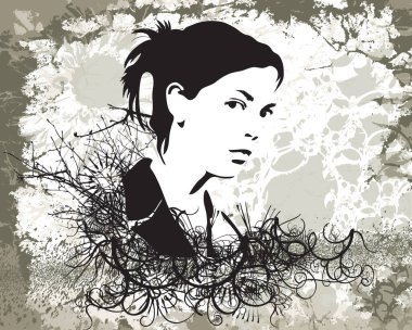 Bir kadının el çizimi silueti.