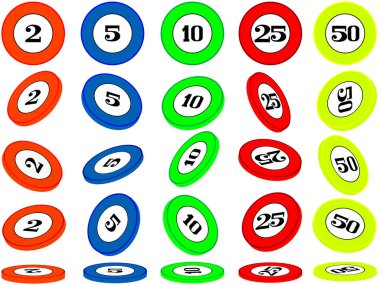 Bir vektördeki kumarhanede oyun için satranç taşları