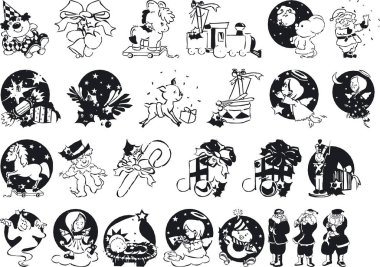 Xmas Siluetlerinin Görünümü - Vektör Biçimi