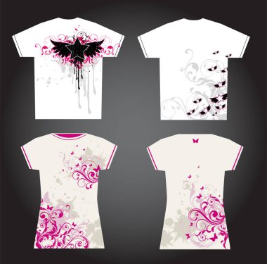 Tişört tasarımının resimli çizimi