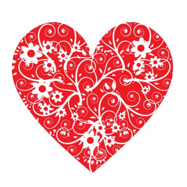 Çiçek kalp şekli - renk çizimi