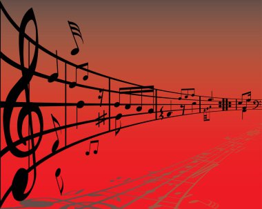 Farklı notalar ve satırlarla soyut müzik arkaplanı